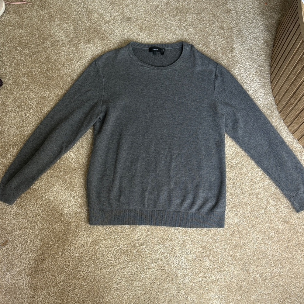 Theory Crewneck Sweater in Charcoal Gray